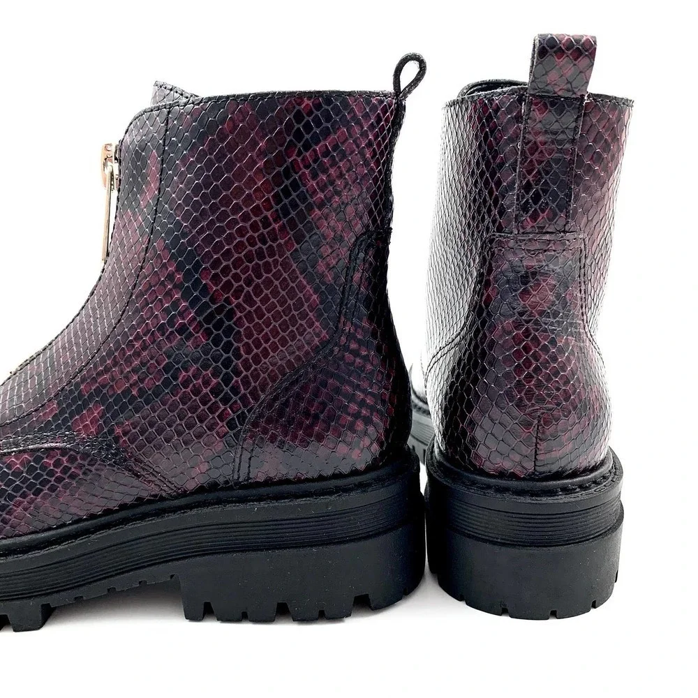 NWOT MARC FISHER platform snakeskin leather combat boots - Picture 4 of 13